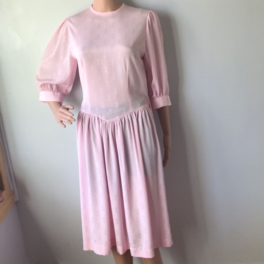 Silky Pink Vintage Cottagecore Dress - Picture 9 of 16